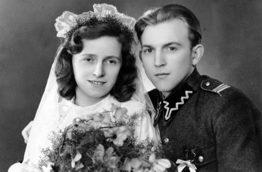 Wanda i Brunon Szopińscy, luty 1946. Jej ojciec nie chciał,...