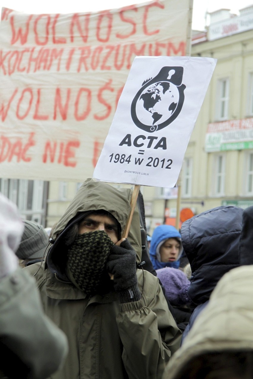 Protest przeciwko ACTA w Lublinie (ZDJĘCIA, WIDEO)