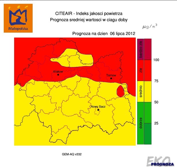 Jakość powietrza - z sobotę źle, w niedzielę lepiej, ale nie w Krakowie