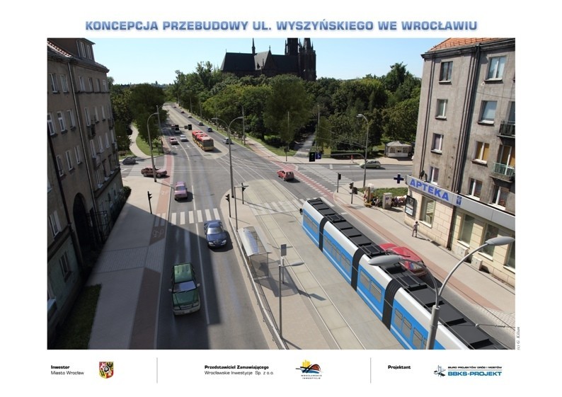 Tak ma wyglądać ulica Wyszyńskiego. Tramwaje pojadą tędy do Jedności (WIZUALIZACJE)