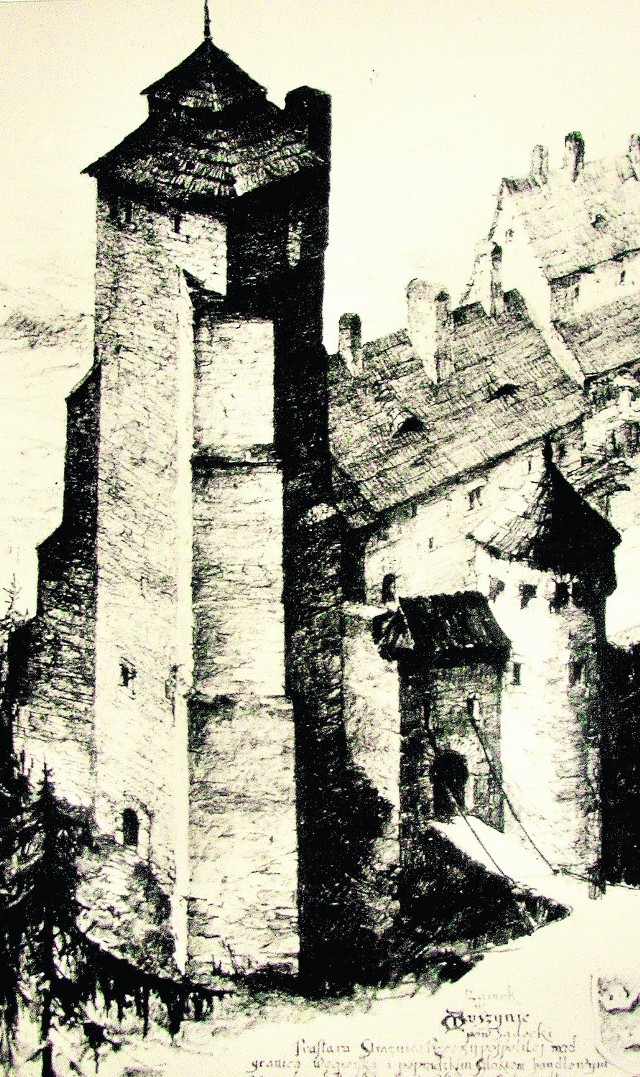 Rycina zamku muszyńskiego z XV wieku