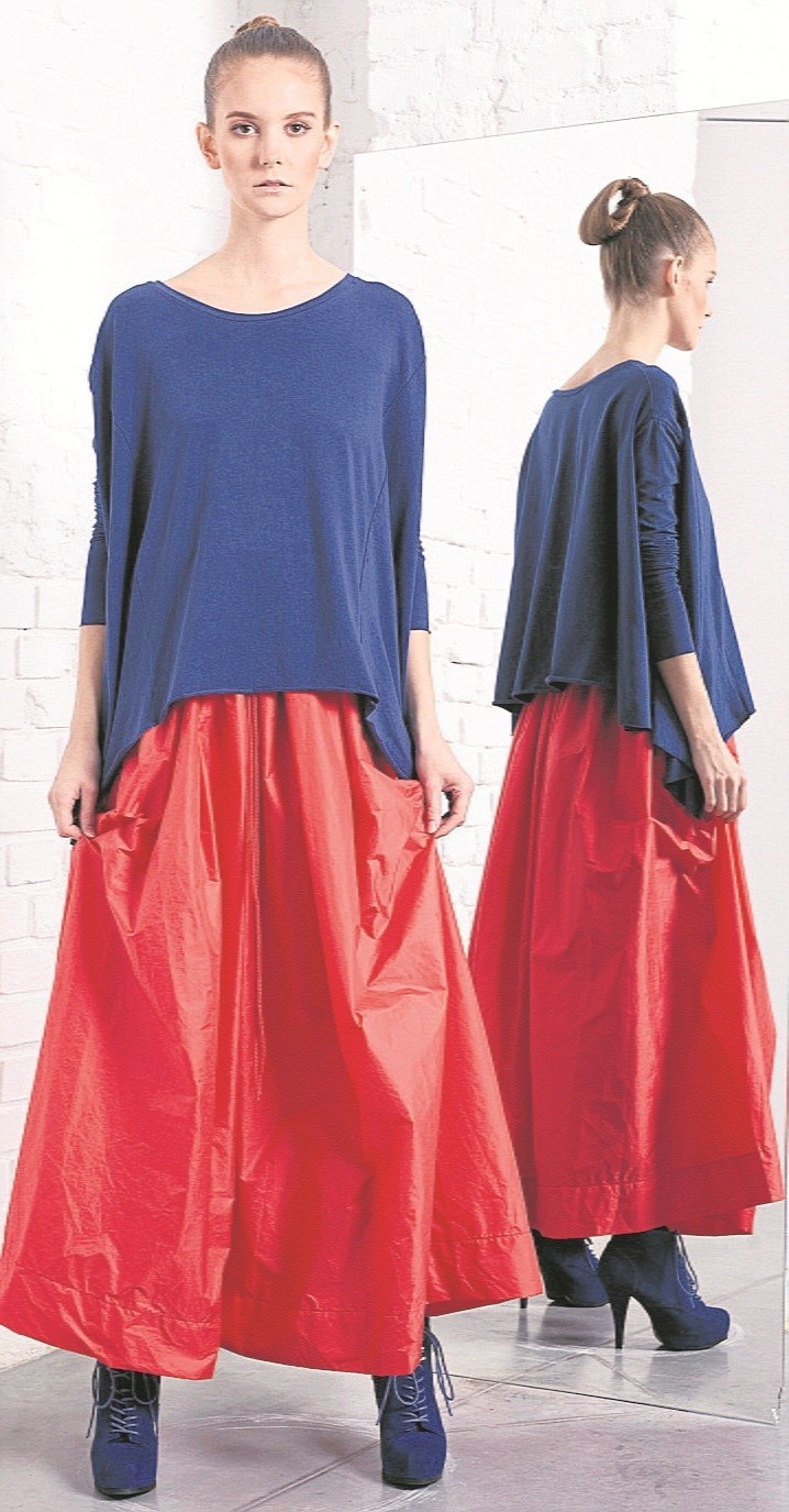 Spodnie i spódnice zaprojektowane  przez Magdę Hasiak...