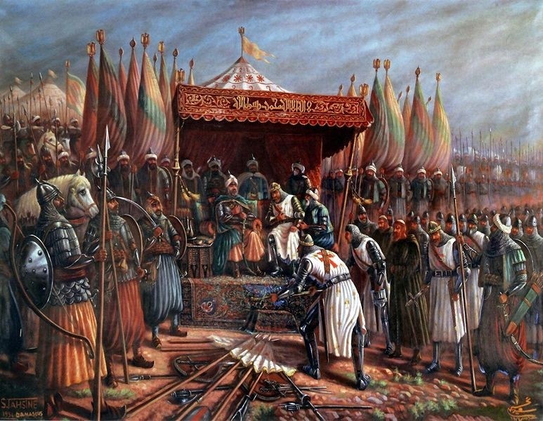 Saladyn przyjmuje hołd krzyżowców po bitwie pod Hittinem