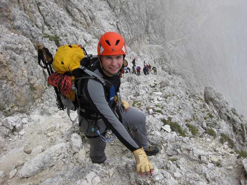 Inż. Proć w Dolomitach. W wolnych chwilach od... napinania...