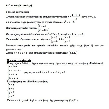 Matura 2012: Test nr 3 z matematyki - odpowiedzi