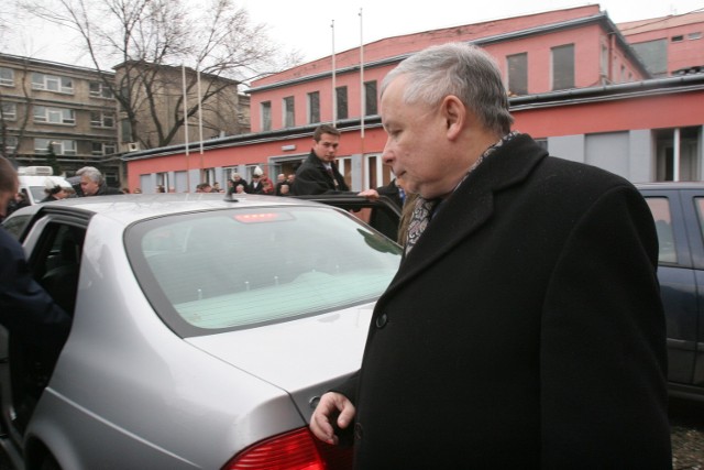 Jarosław Kaczyński na barbórce w kopalni Halemba w 2007 roku