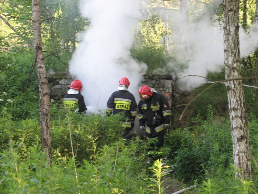 Pożar opuszczonej piwnicy przy ul. Węglinek (ZDJĘCIA)