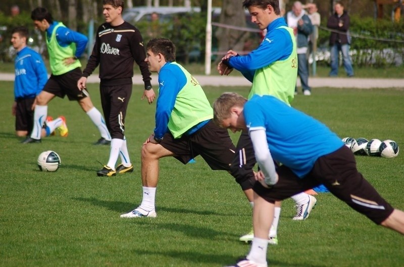 Piłkarze Lecha Poznań na treningu w Wolsztynie.