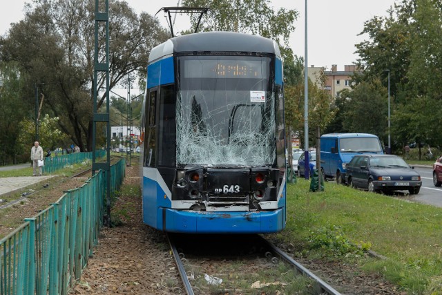 Zderzenie dwóch tramwajów w Krakowie 27.09.18