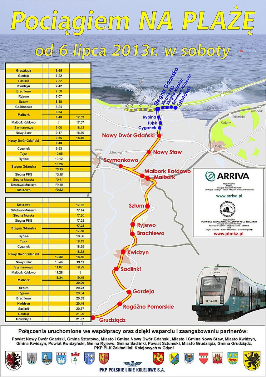 Arriva &quot;Pociąg na plażę&quot;. Kolej dojedzie z Powiśla aż do Mierzei Wiślanej