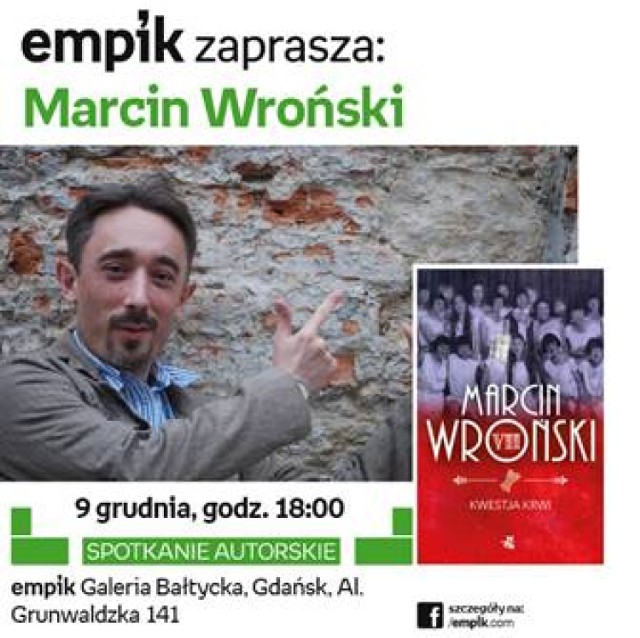 Marcin Wroński  spotka się z czytelnikami 9 grudnia.