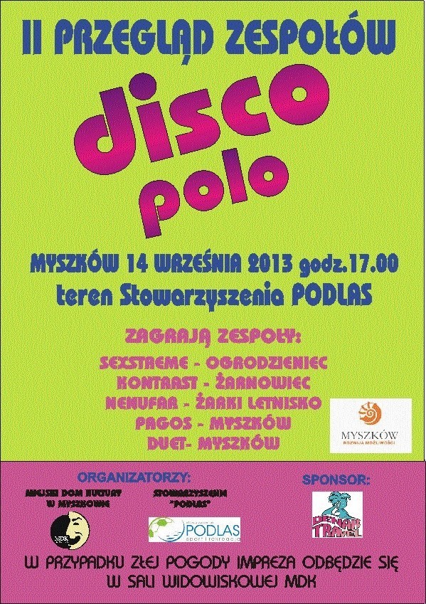 Plakat II Przeglądu Disco Polo Myszków 2013