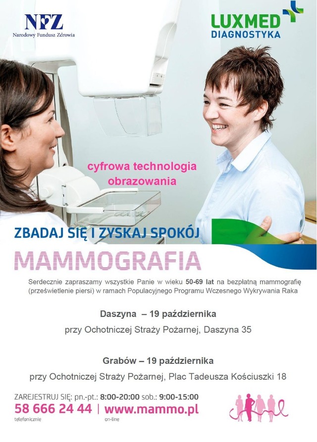 Bezpłatna mammografia w gm. Daszyna i Grabów