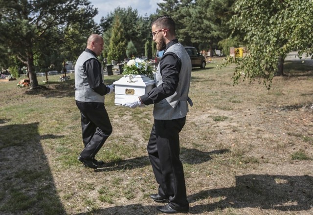 W czwartek, 6 września, na cmentarzu w Otyniu został pochowany zamordowany niemowlak wyłowiony z Odry w Nowej Soli. Na maleńkiej trumience był napis Chłopczyk Jasiu. Maluszka przyszło pożegnać kilka osób. 

Na ceremonię pogrzebową na cmentarzu w Otyniu przyszło kilku mieszkańców. Chcieli pożegnać maluszka nazwanego przez prokuratorów Jasiu. Nie chcieli, żeby był sam w swojej ostatniej drodze. Przyszła prokurator Ewa Antonowicz, zastępca prokuratora rejonowego w Nowej Soli. Na grobie Jasia położyła kwiat. Prokurator Antonowicz prowadzi trudne śledztwo dotyczące śmierci Jasia.

Ceremonia pogrzebowa była skromna, ale gustowna. Dwa małe wieńce stały przy trumience. Odbyła się krótka msza w kaplicy pogrzebowej. Jasia do grobu odprowadzono przy dźwiękach trąbki. W ciszy i smutku. Na maleńkiej białej trumience widać było napis Chłopczyk Jasiu. Noworodek na zawsze spoczął w małym grobie.

Wszystko zaczęło się, 18 czerwca. Torbę płynącą Odrą na wysokości Parku Krasnala wyłowił wędkarz. W środku były zwłoki noworodka. Już wiadomo, że maluszek urodził się w okolicach 7 lub 8 miesiąca ciąży. Sekcja zwłok i badania wykazały, że Jasiu urodził się zdrowy. Wyniki badań są wstrząsając. Jasiu po porodzie został brutalnie zamordowany. Zabójca przebił noworodkowi gardło i krtań ostrym narzędziem. Po wszystkim owinął maluszka w pieluchę tetrową i zapakował w reklamówkę. Maluszek został włożony do torby od wózka i wrzucony do Odry.

Noworodek mógł dryfować Odrą nawet kilkanaście dni. Mógł płynąć tak długo, bo torba jest nieprzemakalna i nie nasiąkała wodą. Prokuratura bierze również pod uwagę to, że Odra ma liczne zakola, w których torba z noworodkiem przez jakiś czas mogła się zatrzymać. Mógł więc zostać wrzucony gdzieś w pobliżu Nowej Soli.

Śledztwo jest prowadzone pod kątem zabójstwa dziecka. Prokuratura ma zabezpieczony materiał DNA noworodka oraz jeszcze jednej osoby. To pozwoli śledczym na bardzo dokładną identyfikację z matką dziecka.

Zobacz też wideo: W Krzeszycach działała ogromna fabryka substancji odurzających. Rozbili ją policjanci z CBŚP


