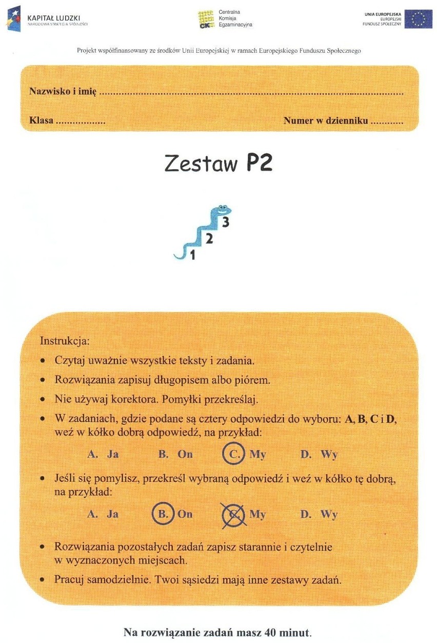 Sprawdzian trzecioklasisty 2012 [TESTY, ROZWIĄZANIA]