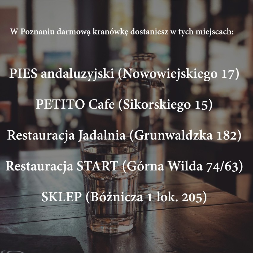 W tych poznańskich restauracjach nie musisz płacić za wodę