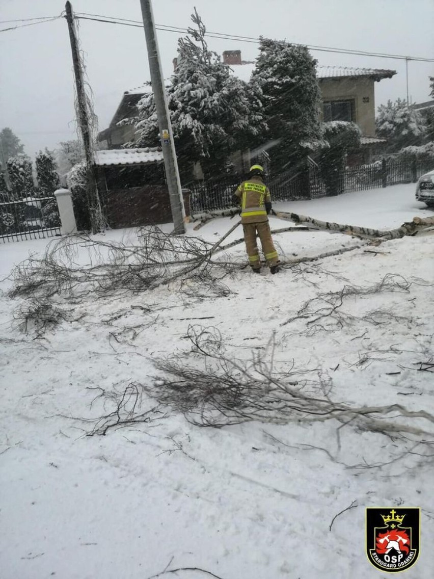 Atak zimy w powiecie starogardzkim. Strażacy mieli liczne interwencje ZDJĘCIA 