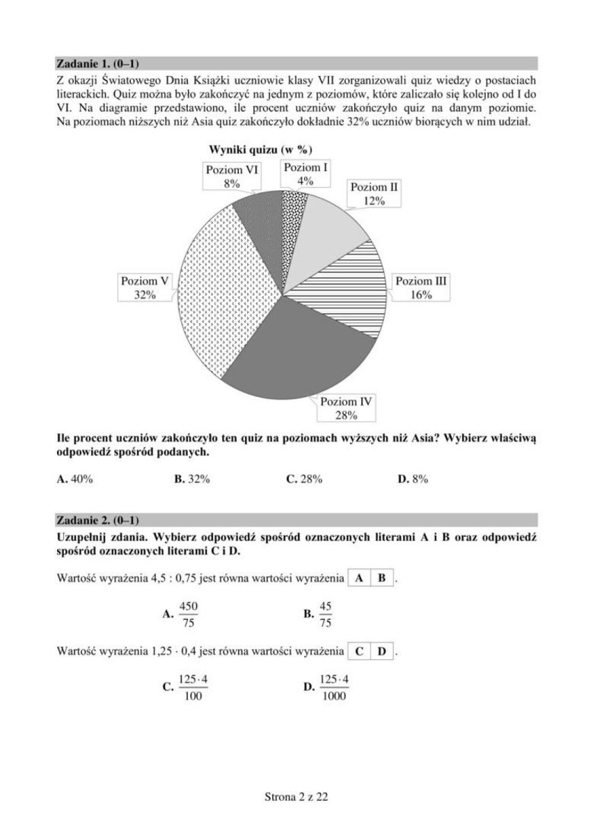 Egzamin ósmoklasisty 2019 matematyka. Co było na matematyce...