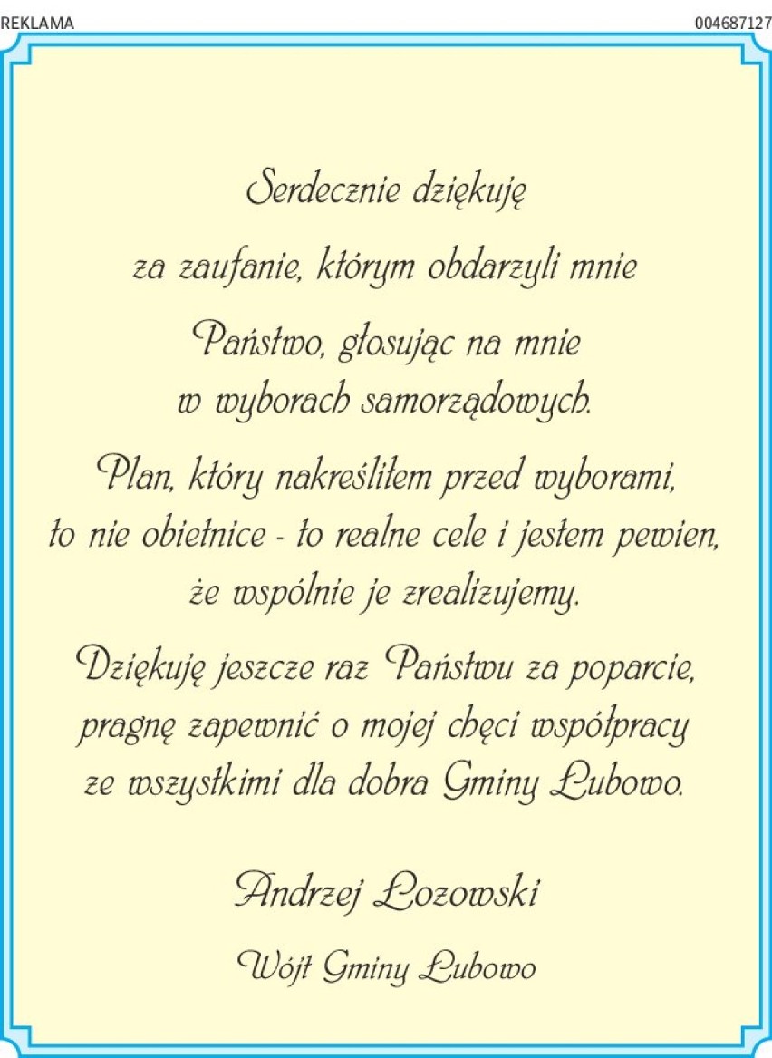 Podziękowania powyborcze