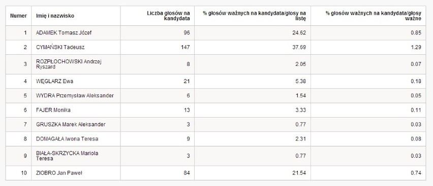 Wyniki wyborów europejskich 2014. Powiat kłobucki