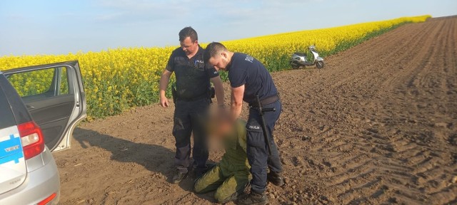 38-letniego mężczyznę udało się pojmać policjantom na polu rzepaku pod Gołańczą