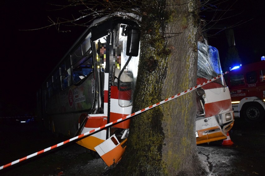 Wypadek autobusu koło Trzebiechowa pod Szczecinkiem