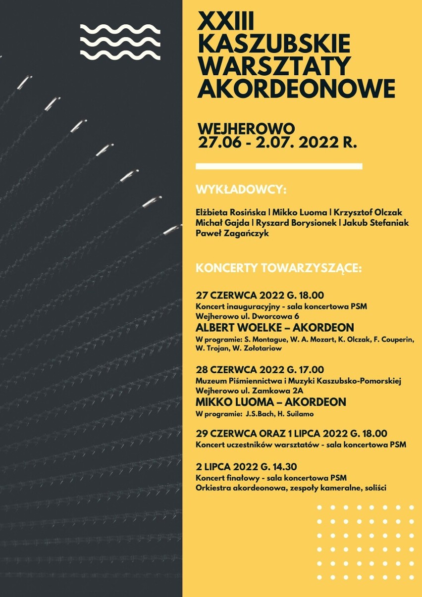 Koncert Alberta Woelke zainauguruje XXIII Kaszubskie Warsztaty Akordeonowe w Państwowej Szkole Muzycznej w Wejherowie | PROGRAM
