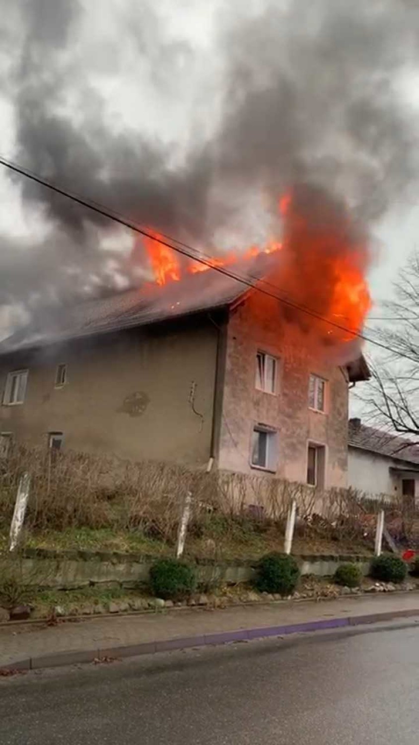 Pożar domu w Głębinowie.