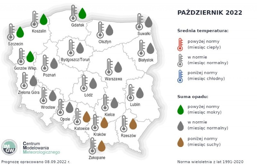 Średnia miesięczna temperatura powietrza w całej Polsce...