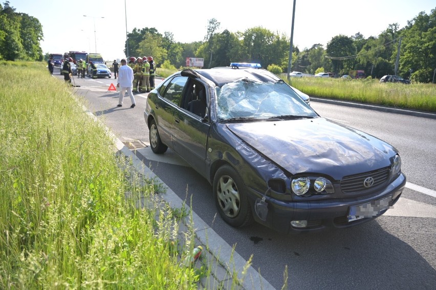 Wypadek na trasie średnicowej w Grudziądzu, w pobliżu Ronda...