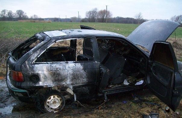 Opel astra spłonął w miejscowości Orchówek