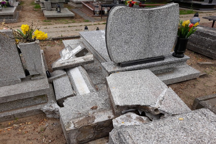 Zniszczył nagrobki na cmentarzu w Grudziądzu. Został zatrzymany przez policję