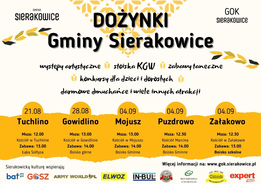 Dożynki gminy Sierakowice znów w kilku miejscach - już w niedzielę w Tuchlinie