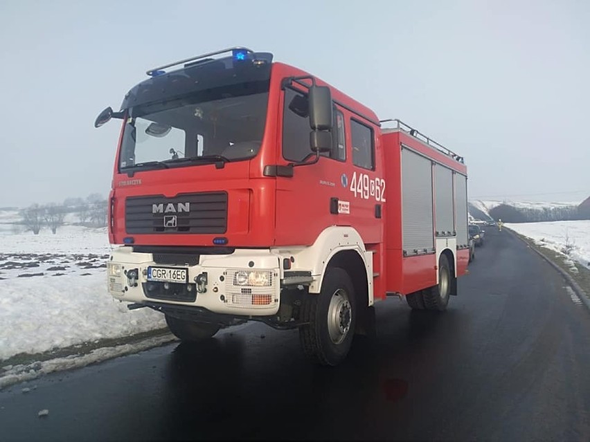 Zderzenie dwóch samochodów na drodze Szonowo - Lisnowo