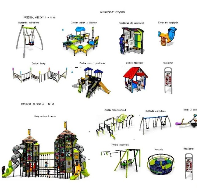Wizualizacja placu zabaw i urządzeń do zabawy