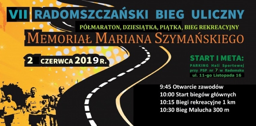VII Bieg Uliczny Memoriał Mariana Szymańskiego Radomsko 2019. Będzie półmaraton [ZGŁOSZENIA]
