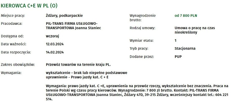 Najatrakcyjniejsze oferty pracy z Powiatowego Urzędu Pracy w Tarnowie w lutym 2024. Niektórzy oferują zarobki na poziomie ponad 13 tys. zł