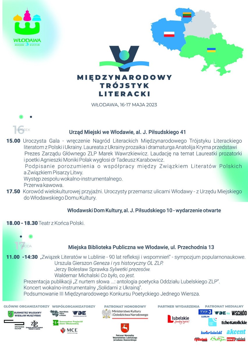  V Międzynarodowy Trójstyk Literacki we Włodawie. Przyjadą literaci z Polski, Litwy i Ukrainy