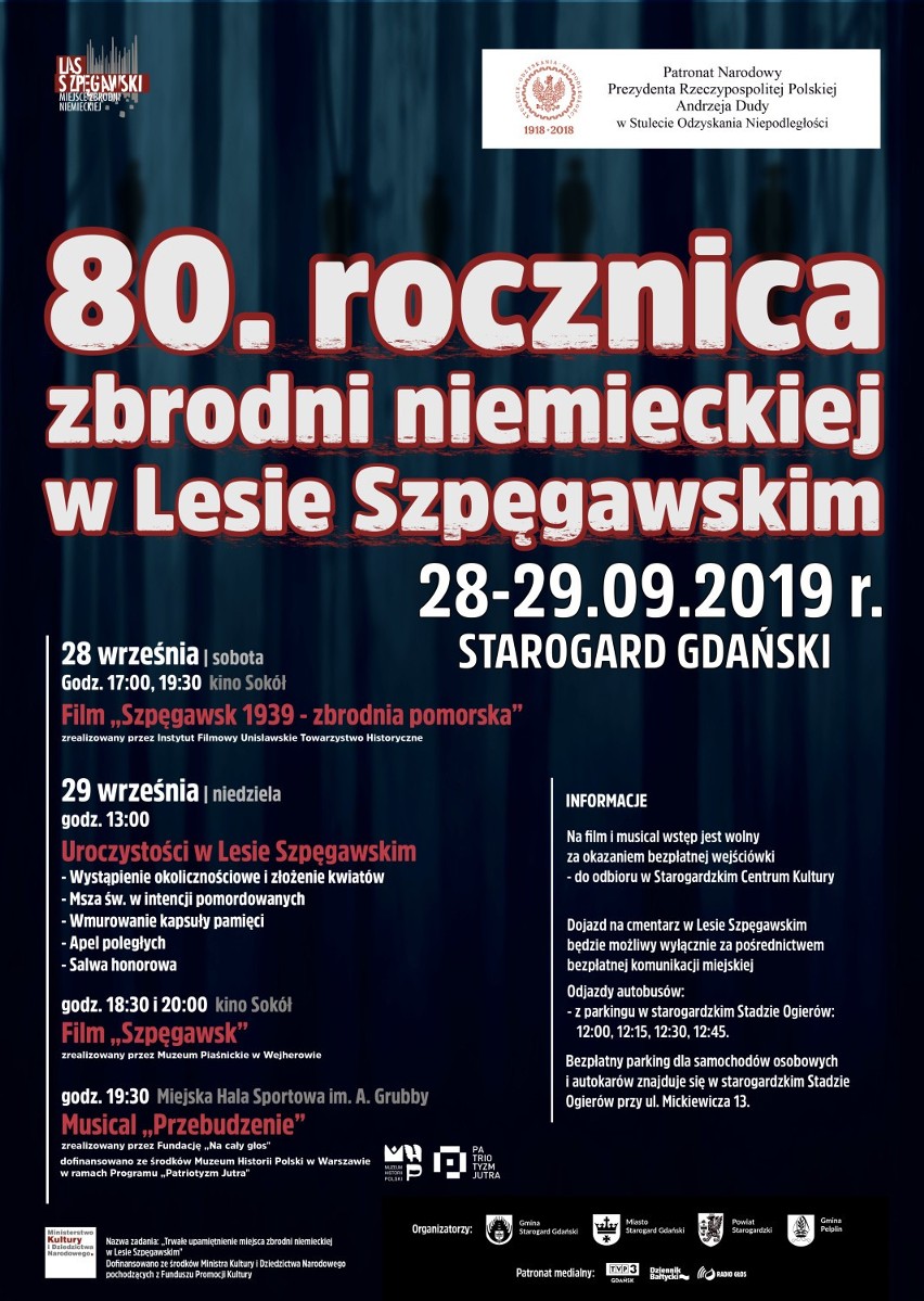 Gmina Starogard Gdański. 80.rocznica zbrodni niemieckiej w Lesie Szpęgawskim