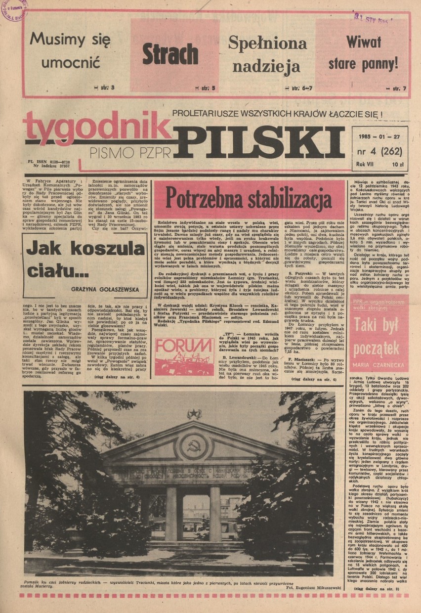Tygodnik Pilski w cytatach: początek 1985 roku - ambitne plany rozwoju Piły i silne mrozy