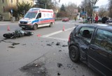Wypadek na Piotra Skargi. Zderzenie auta z motocyklem