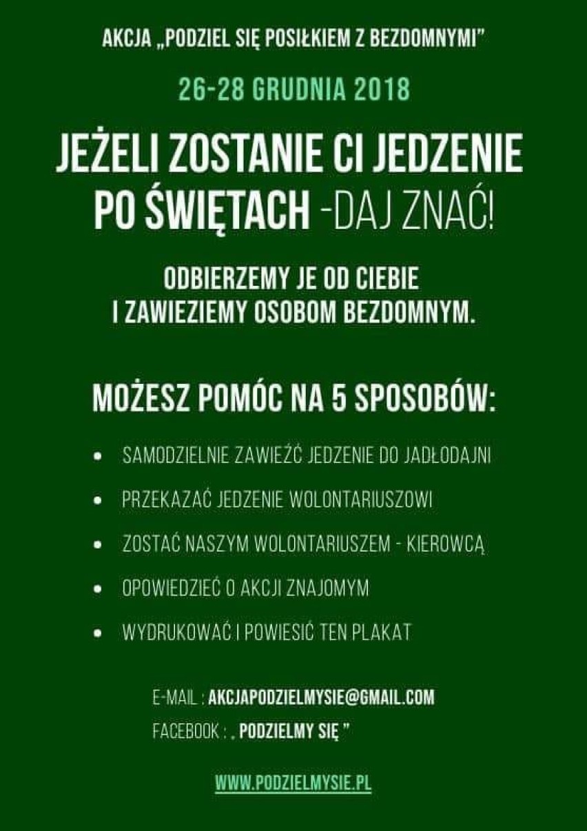 Starogard Gd.: nie marnujcie jedzenia w święta! Oddajcie je potrzebującym 