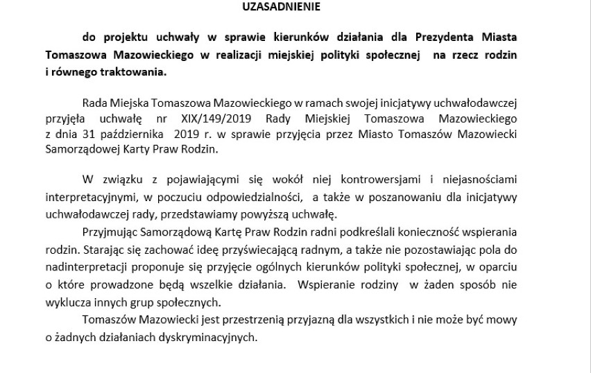 Rada Miejska w Tomaszowie uchyliła Samorządową Kartę Praw Rodzin w obawie przed utratą milionów z funduszy norweskich