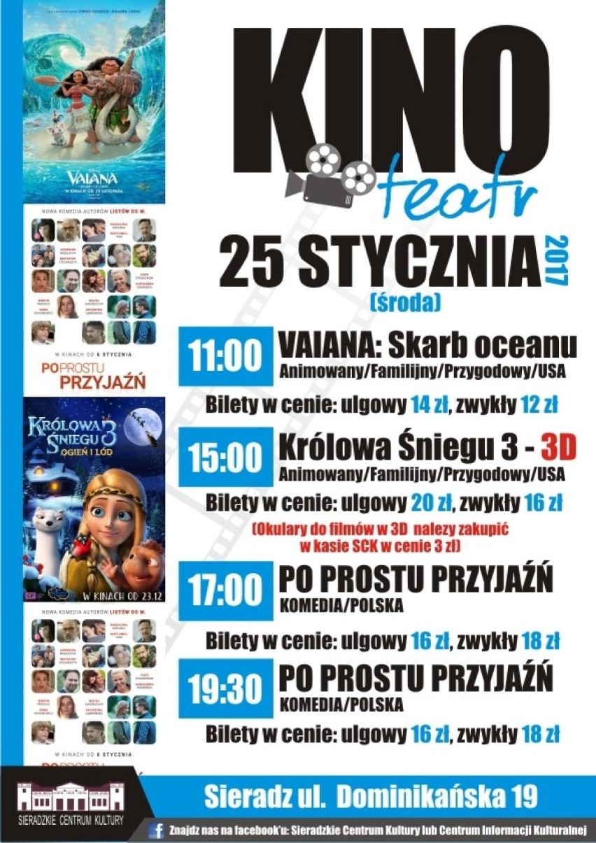 Trzy filmy w sieradzkim kinie. SCK 25-26 stycznia zaprasza na dwie animacje i polską komedię