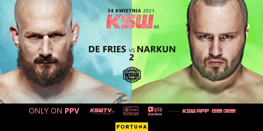 Anglik Phil De Fries vs Tomasz Narkun ze Stargardu. Wielki rewanż dwóch mistrzów walką wieczoru gali KSW 60! Sobota, 24 kwietnia