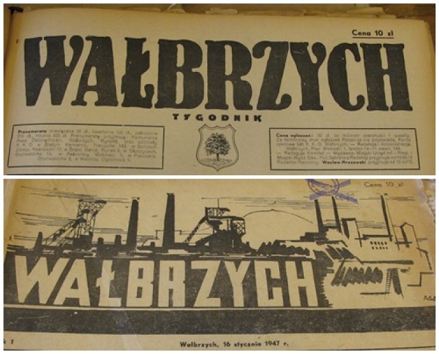 Reklamy i ogłoszenia w tygodniku "Wałbrzych" z 1947 roku.