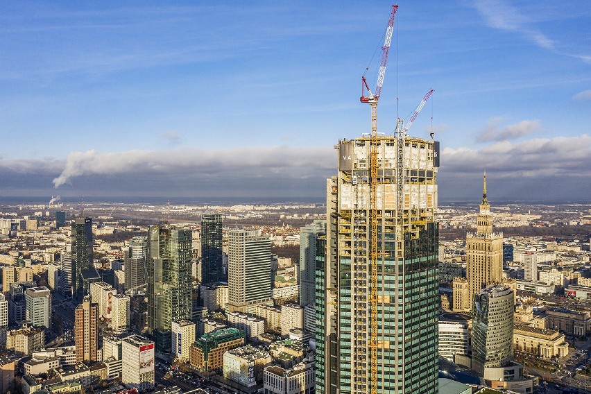 Varso Tower ma już 230 metrów. Wieżowiec na Woli jest oficjalnie najwyższym budynkiem w Polsce 