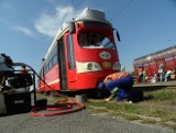 W okolicach przystanku Chorzów AKS wykoleił się tramwaj lni 6 w kierunku Katowic
