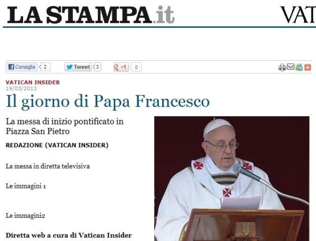 Inauguracja pontyfikatu papieża Franciszka - La Stampa