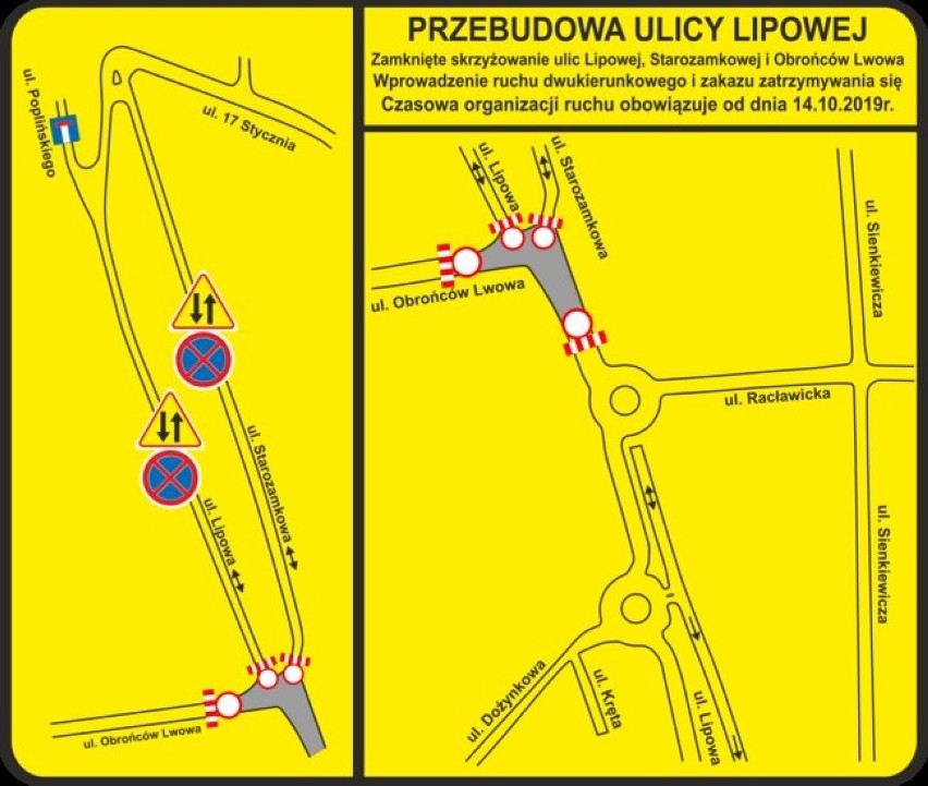 Od poniedziałku w całości zamknięte będzie skrzyżowanie Lipowa - Starozamkowa